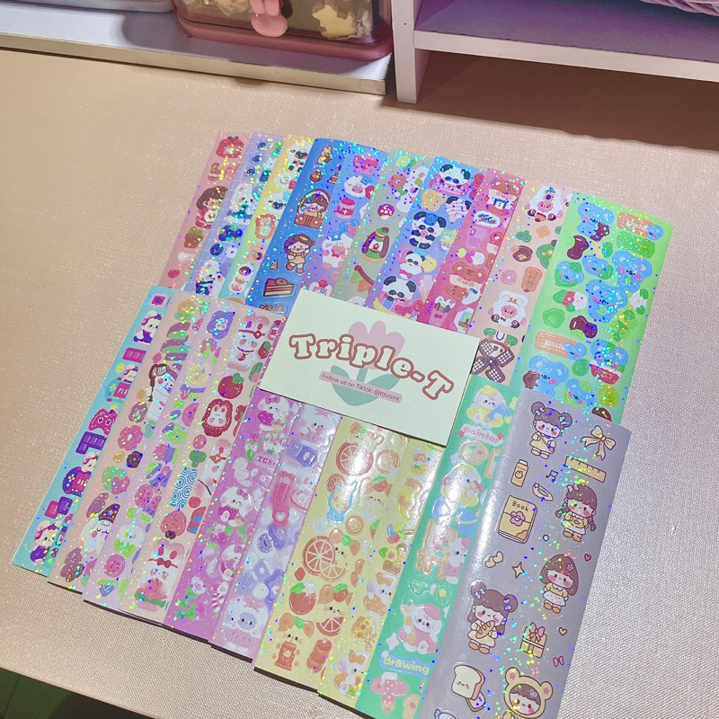Combo 100 sticker random ngẫu nhiên cắt sẵn cán màng hologram hottrend