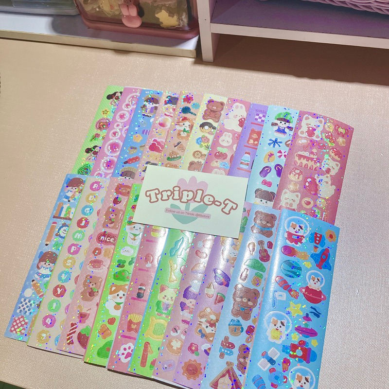 Combo 100 sticker random ngẫu nhiên cắt sẵn cán màng hologram hottrend