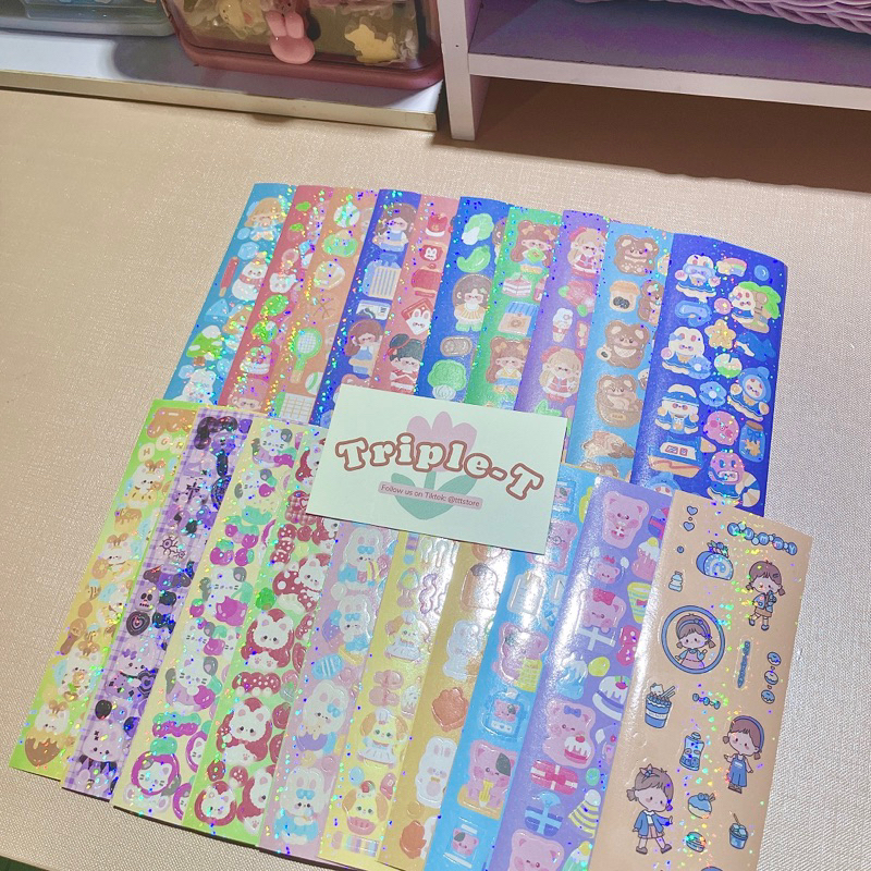 Combo 100 sticker random ngẫu nhiên cắt sẵn cán màng hologram hottrend