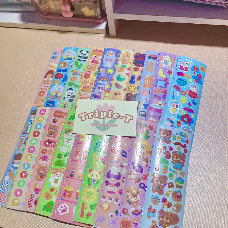 Combo 100 sticker random ngẫu nhiên cắt sẵn cán màng hologram hottrend