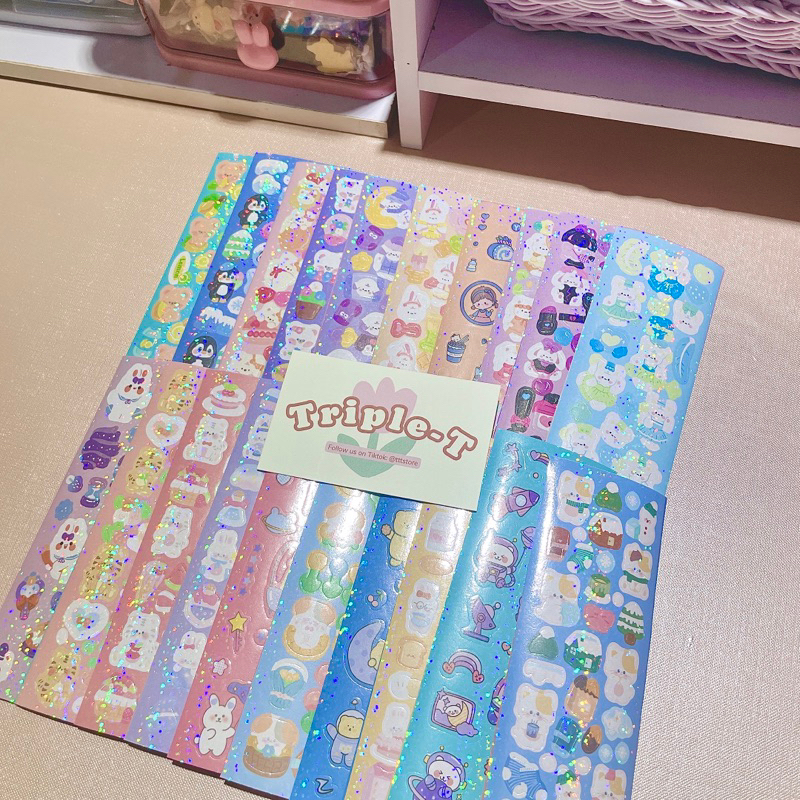 Combo 100 sticker random ngẫu nhiên cắt sẵn cán màng hologram hottrend