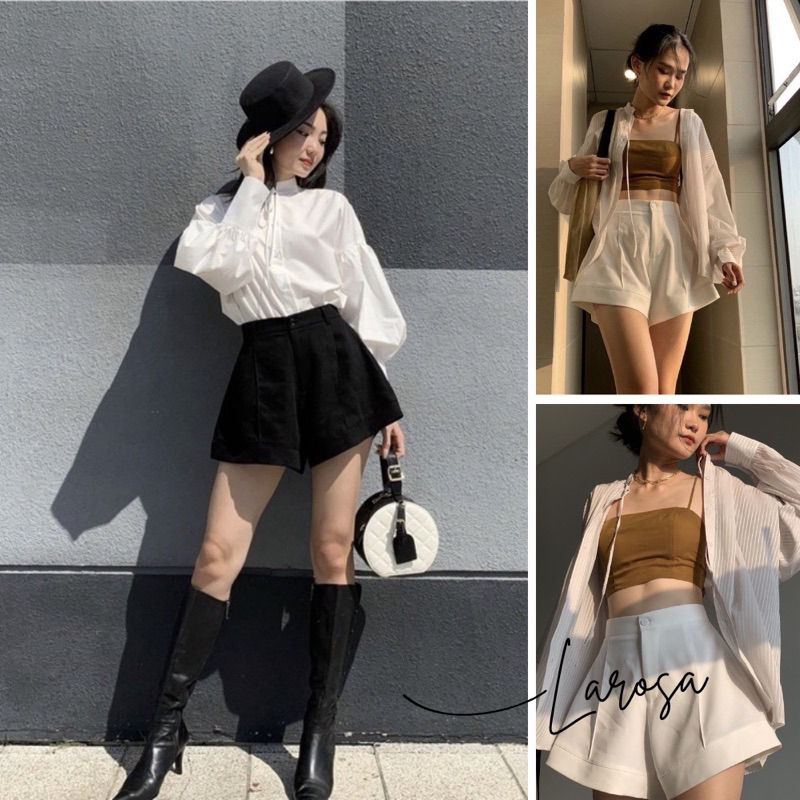Quần Short Nữ Ống Loe Quần Đùi Nữ Ống Rộng Thời Trang Chất Tuyết Mưa Mềm Mịn_099