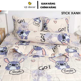 Bộ chăn ga gối Stich Tím Cotton Poly, set chăn ga gối stich tím cotton tặng kèm quà