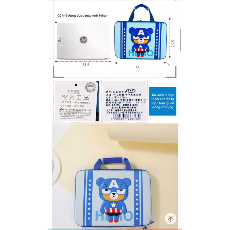 Cặp sách học thêm hoạt hình Túi cho bé trai bé gái đi học thêm cầm tay đựng đồ dùng sách vở phù hợp nhất cho bé từ lớp 1