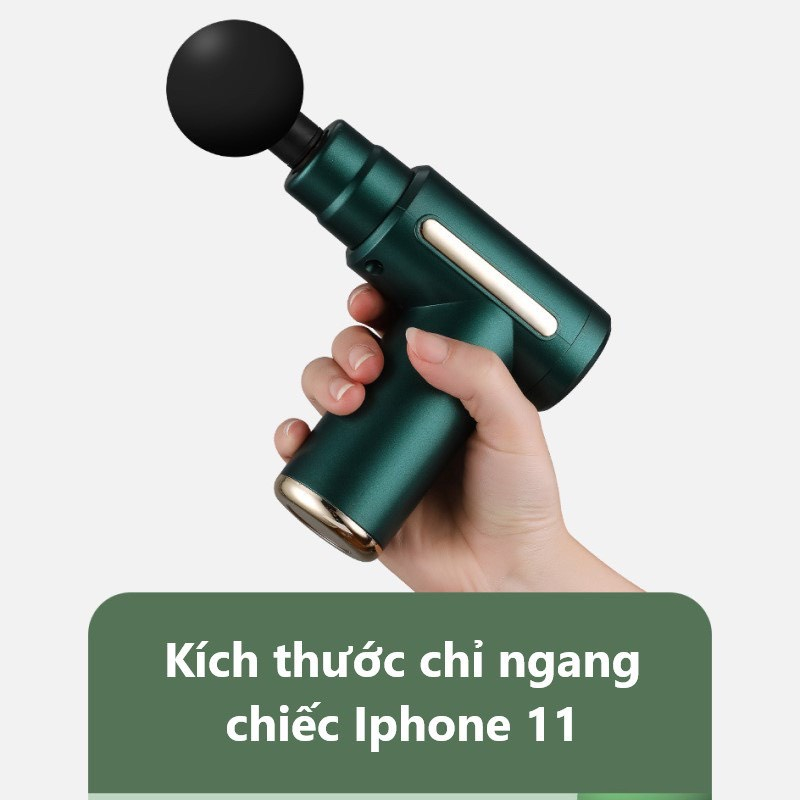 Súng Massage Cầm Tay Mini, Máy Massage Cầm Tay Mini đa năng Trị Liệu Cổ Vai Gáy 4 Đầu 6 Chế Độ Cao Cấp