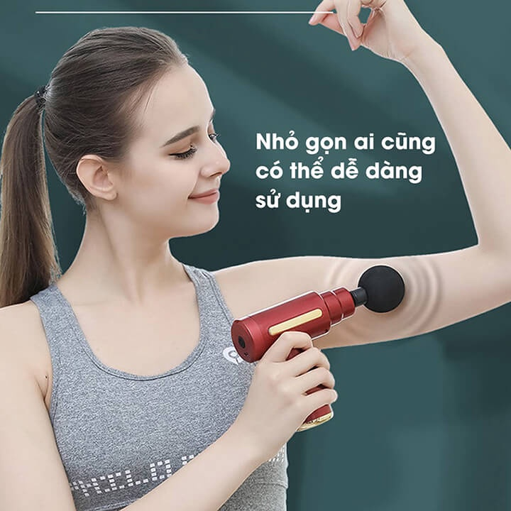 Súng Massage Cầm Tay Mini, Máy Massage Cầm Tay Mini đa năng Trị Liệu Cổ Vai Gáy 4 Đầu 6 Chế Độ Cao Cấp