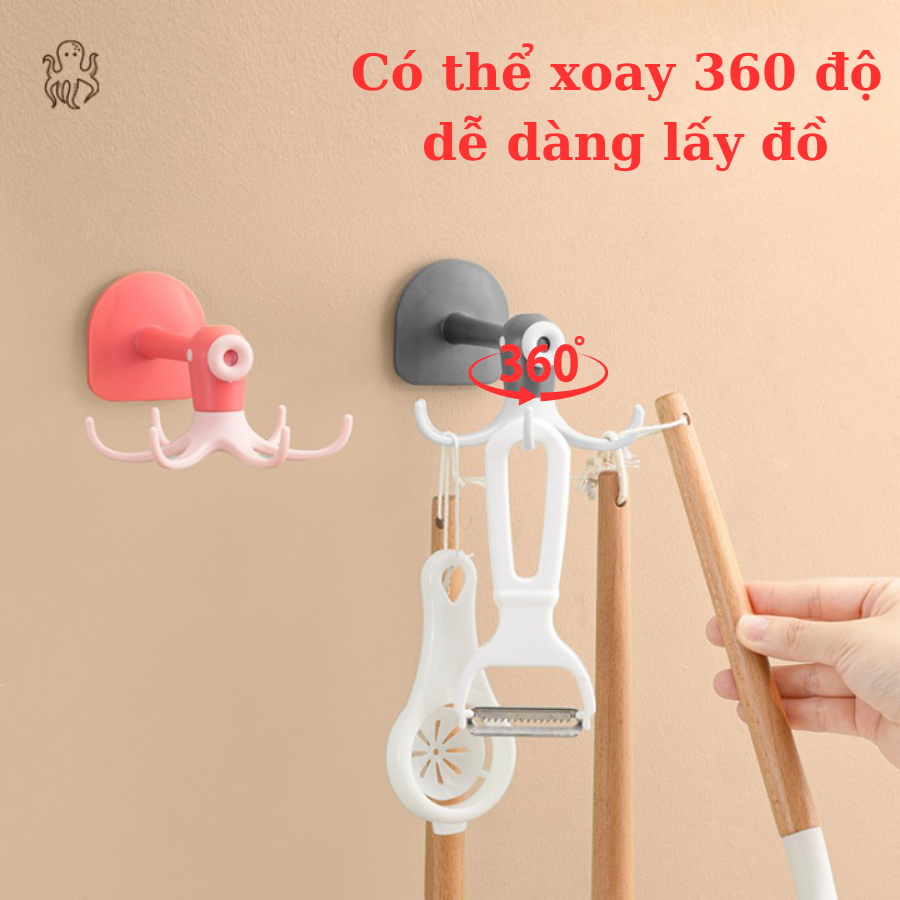 Móc Dán Treo Đồ Bếp Đa Năng - Giá Tròn Treo Vá Muỗng Thìa Xoay 360° Siêu Tiện Lợi - Keo Siêu Dầy Chịu Lực