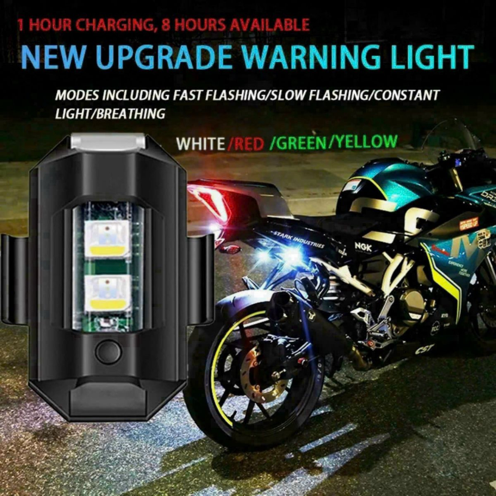 Đèn LED Nhấp Nháy Nhiều Chế Độ Màu Gắn Đôi Xe Máy Cảnh Báo