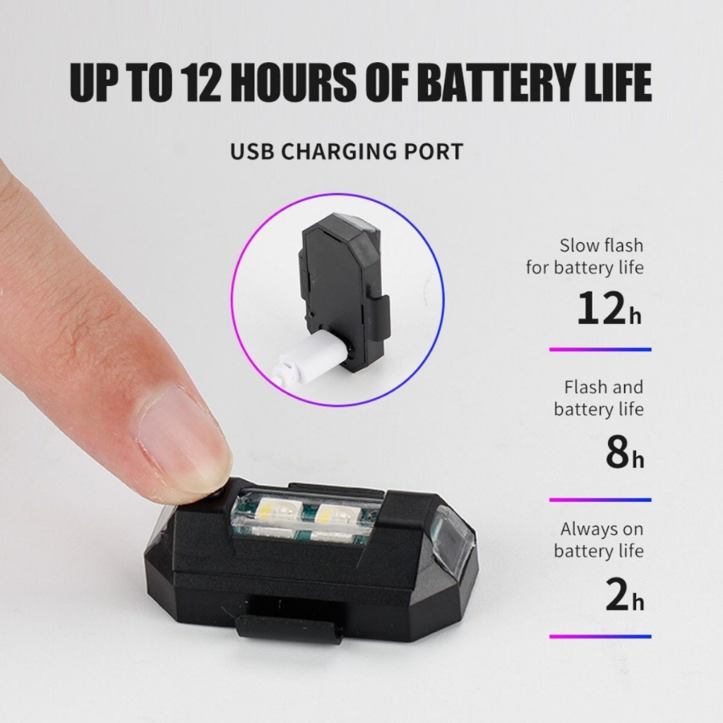 Đèn LED Nhấp Nháy Nhiều Chế Độ Màu Gắn Đôi Xe Máy Cảnh Báo