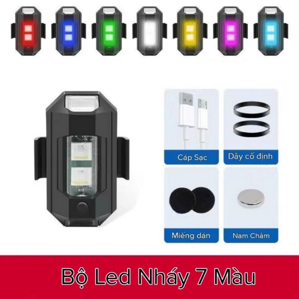 Đèn LED Nhấp Nháy Nhiều Chế Độ Màu Gắn Đôi Xe Máy Cảnh Báo