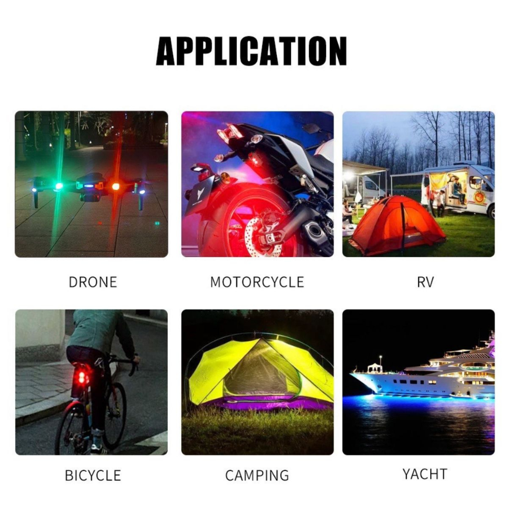 Đèn LED Nhấp Nháy Nhiều Chế Độ Màu Gắn Đôi Xe Máy Cảnh Báo