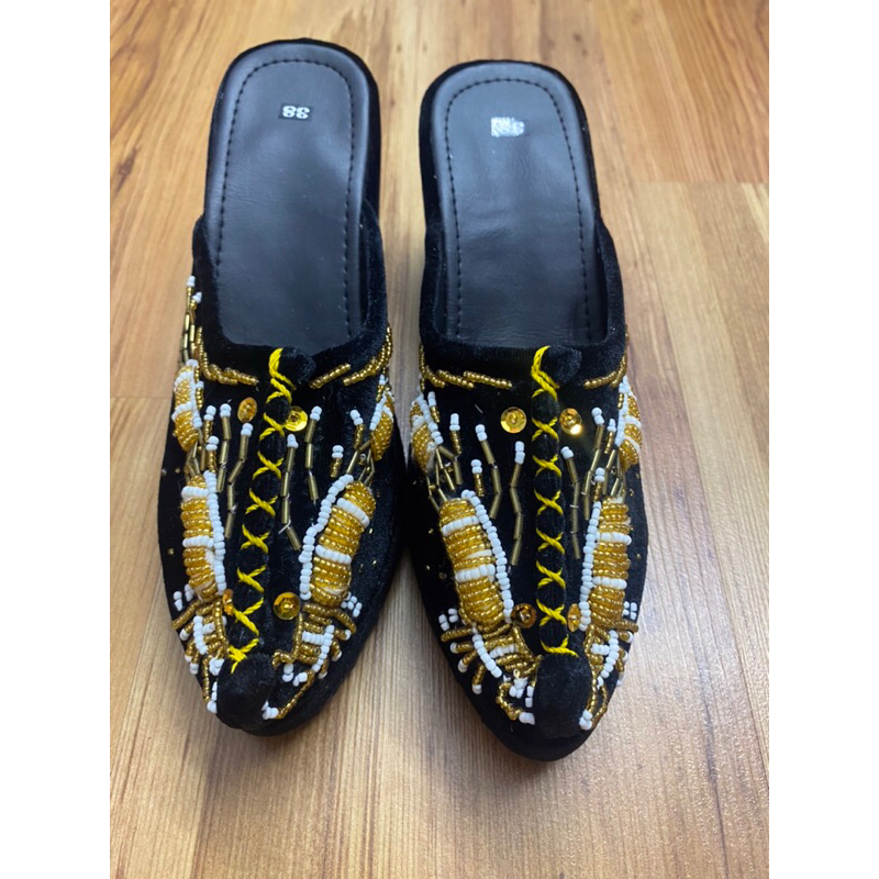 Hài nhung cho bà và mẹ thêu Rồng 7cm - 7 phân