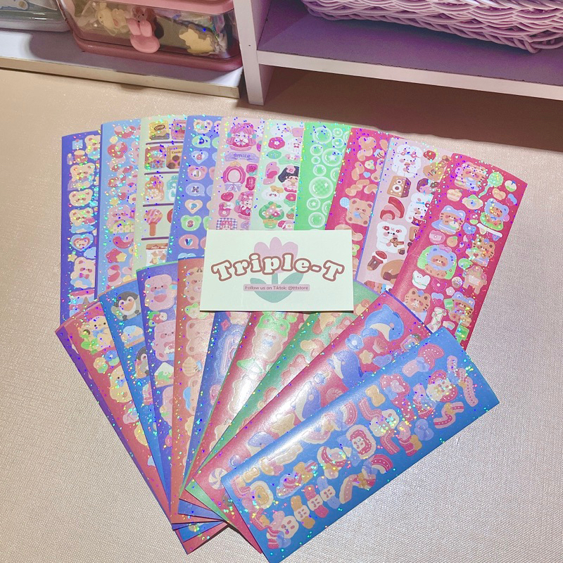 Combo 100 sticker random ngẫu nhiên cắt sẵn cán màng hologram hottrend