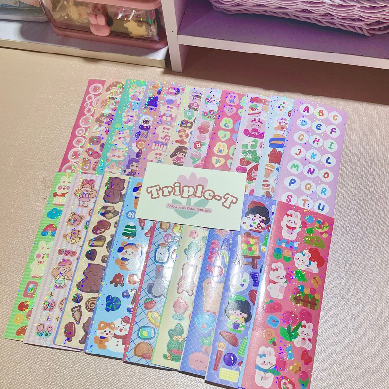 Combo 100 sticker random ngẫu nhiên cắt sẵn cán màng hologram hottrend