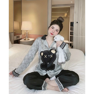 Bộ Ngủ Lụa Xước Thiết Kế Hình Gấu