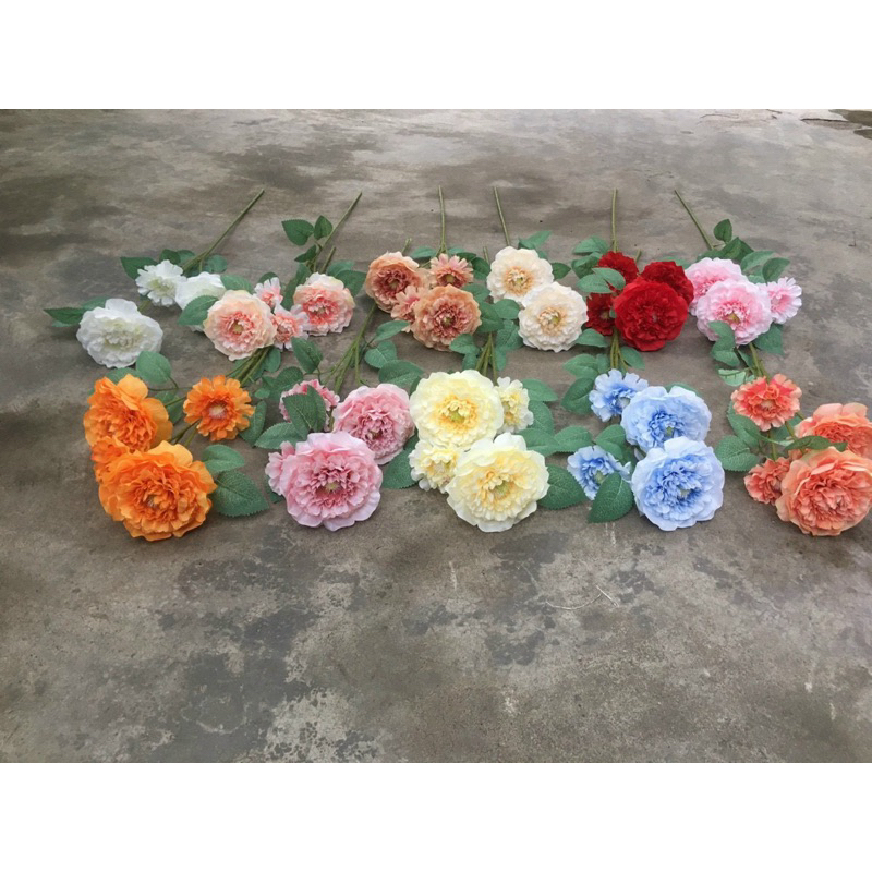hoa trang trí,hoa mẫu đơn tràm cao 4 bông