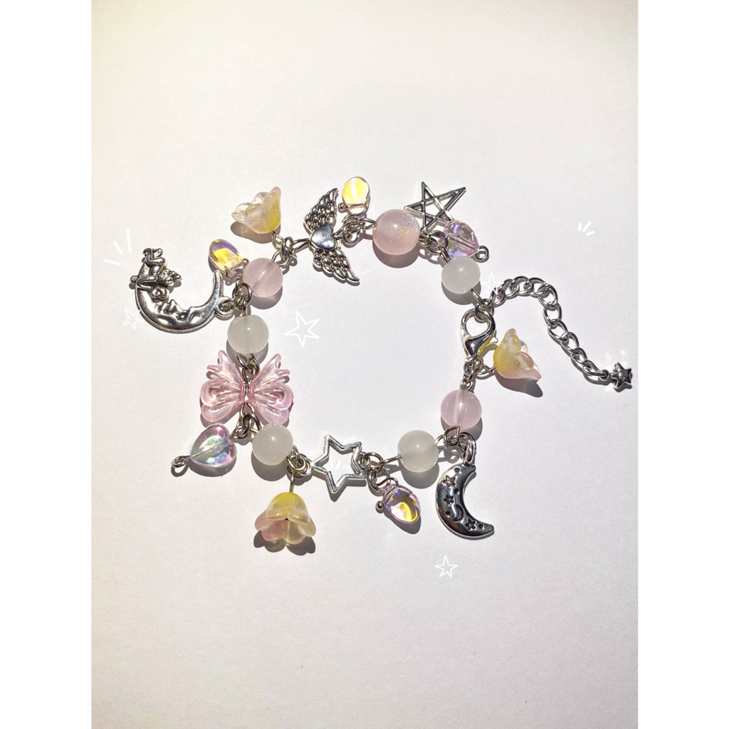 JOMÉ PINK MOONLIGHT BRACELET _Vòng tay handmade phong cách fairycore, angelcore, cottagecore, y2k