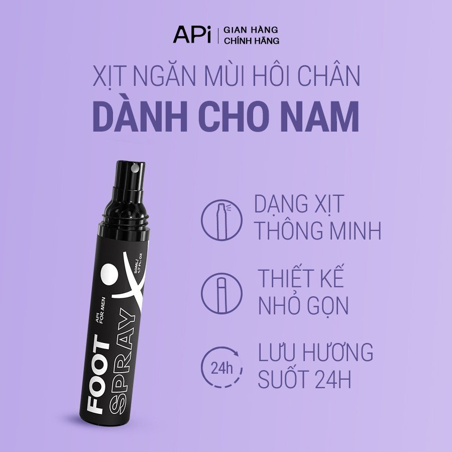 Khử mùi hôi chân dành cho nam API Foot Spray, xịt ngăn mùi hôi chân, ngăn tiết mồ hôi, lưu hương 24h, Son nách API