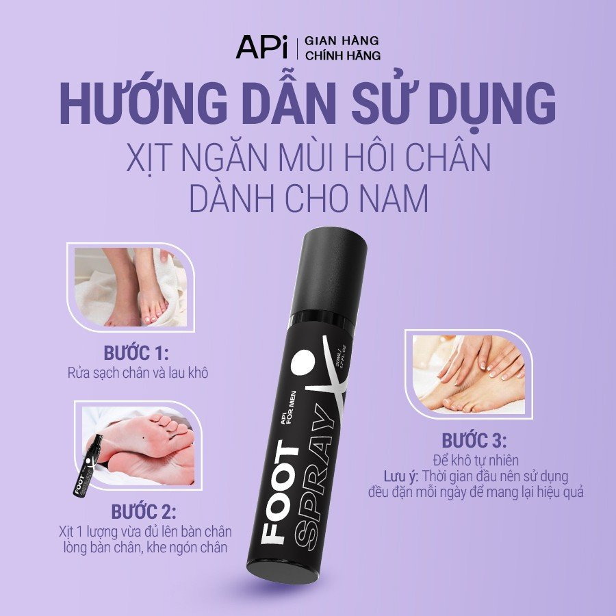 Khử mùi hôi chân dành cho nam API Foot Spray, xịt ngăn mùi hôi chân, ngăn tiết mồ hôi, lưu hương 24h, Son nách API
