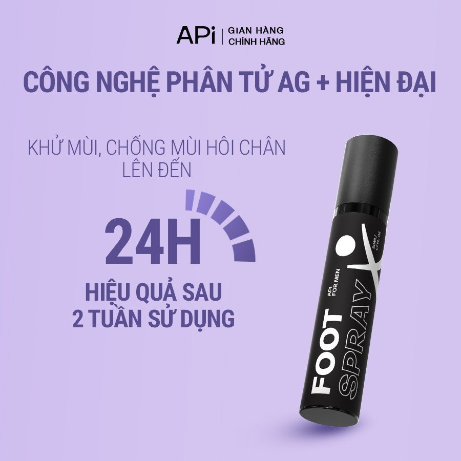 Khử mùi hôi chân dành cho nam API Foot Spray, xịt ngăn mùi hôi chân, ngăn tiết mồ hôi, lưu hương 24h, Son nách API