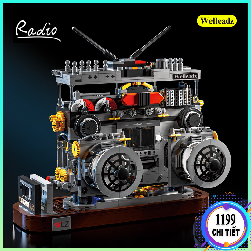 [ 1199 Chi Tiết] Đồ Chơi Lắp Ráp Lego Đài Radio cổ điển WLZ-22, Mô hình lắp ráp Lego đài cassette xếp hình cho bé