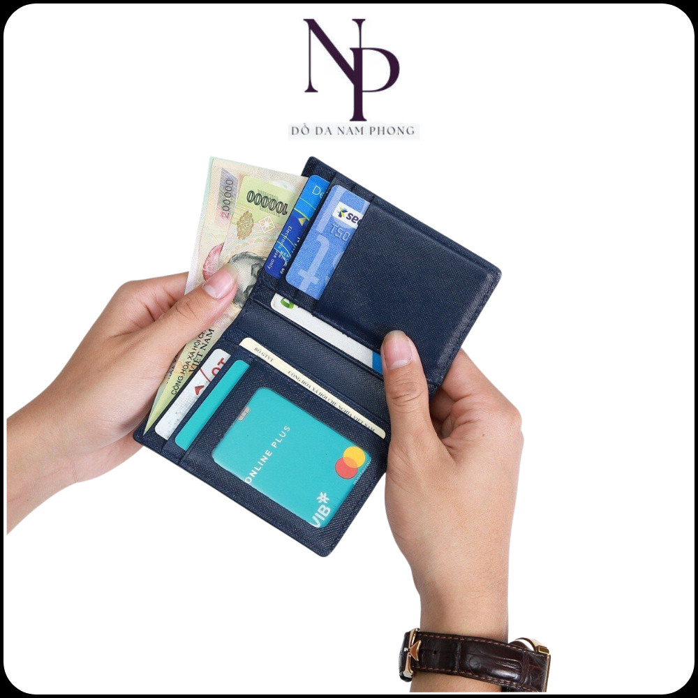 Ví Nam Da Thật Saffiano Cosmos Cao Cấp Chống Nước, Bóp Nam Dáng Đứng Cầm Tay Mini Nhỏ Gọn V88