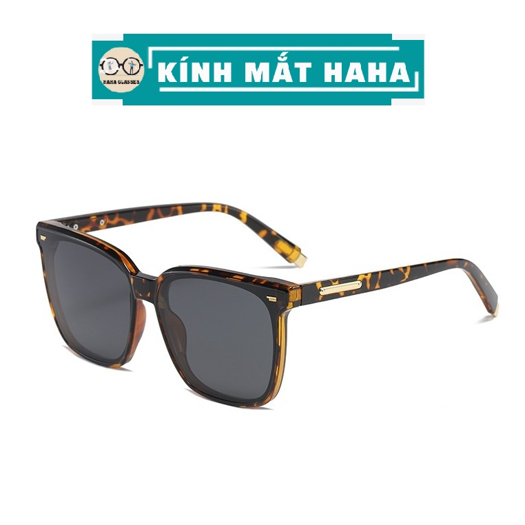 Kính râm nam nữ thời trang HAHA mắt kính chống tia UV chống bụi dáng vuông gọng nhựa TR90 cao cấp màu be sáng trắng KR04