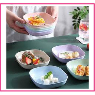 SÉT 8 CÁI ĐĨA MÀU PASTEL LÚA MẠCH AN TOÀN SỨC KHOẺ - Đủ màu sắc- 4 nông + 4 sâu lòng