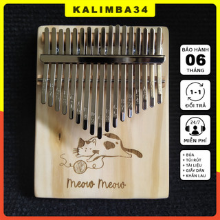 Đàn kalimba 17 phím Meo Meo KL34, Kalimba giá rẻ tặng kèm búa chỉnh âm