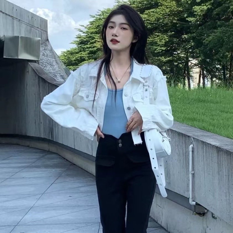 ÁO KHOÁC CROPTOP TRẮNG QUẢNG CHÂU CÁ TÍNH