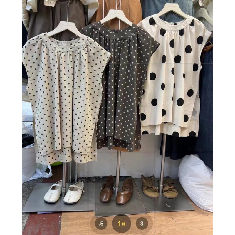 Áo Sơ Mi Chấm Bi Tay Hến  ♥️