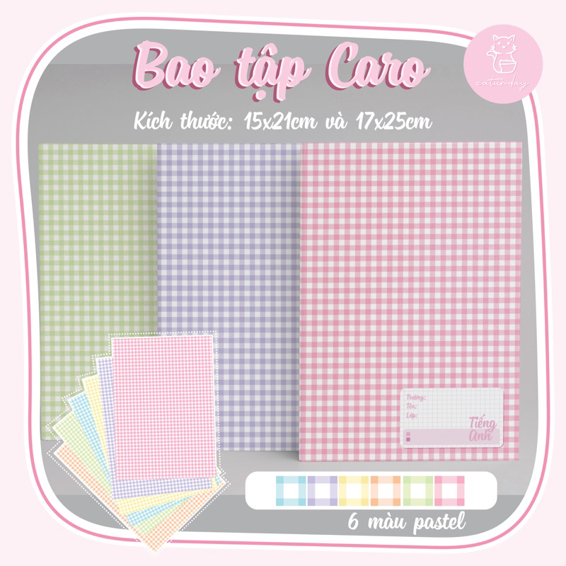 Giấy Bao Tập Kẻ Caro màu Pastel Xinh Xắn Cực Dễ Thương Hottrend