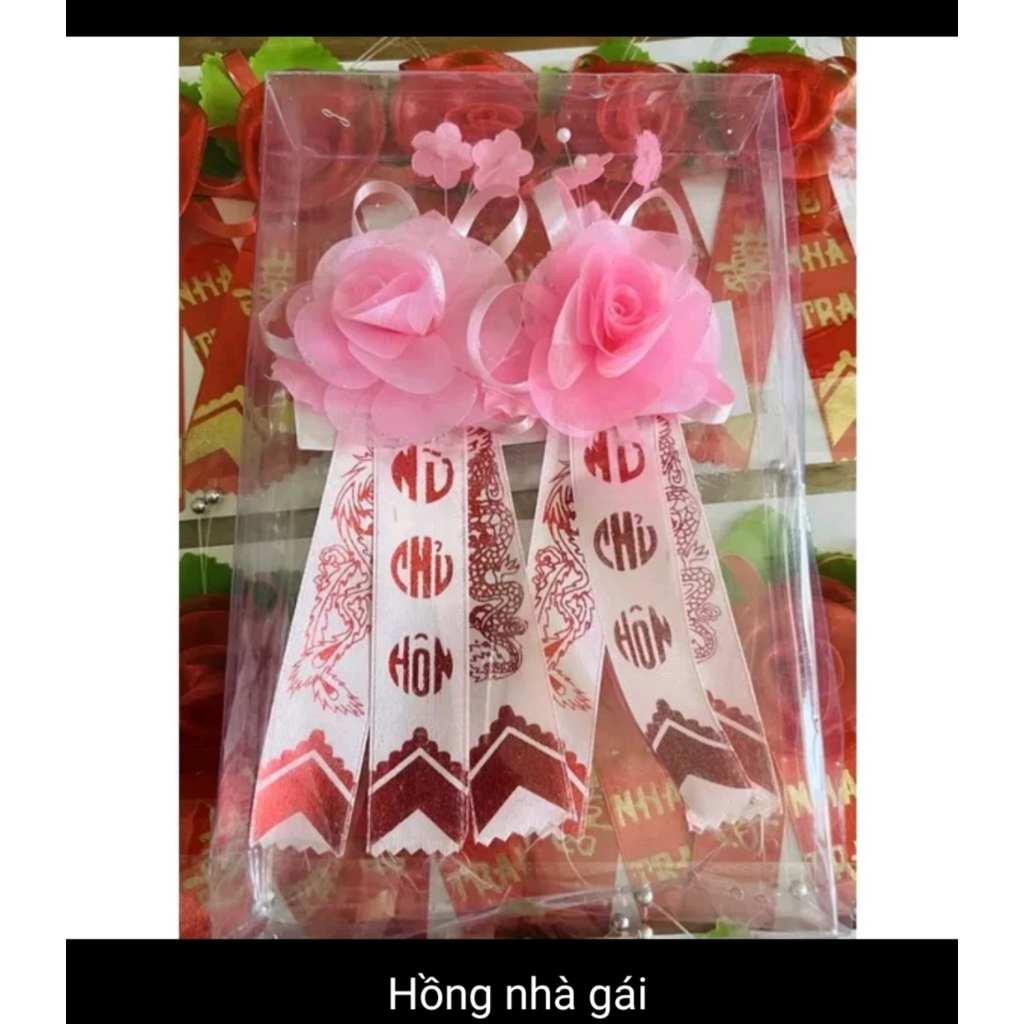 Bộ 2 Hoa cài áo chủ hôn hoa cài áo cha mẹ cô dâu chú rể đám cưới