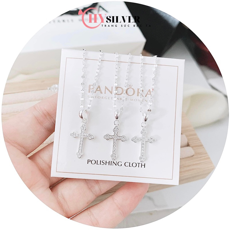 Dây chuyền bạc nữ CHY SILVER chữ thập thánh giá đính đá bạc thật