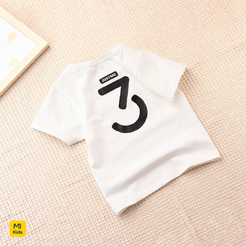 Áo phông cho bé in logo số 3 trước và sau phong cách thời trang, thun cottton mềm mịn cho bé phối đồ mặc đi học đi chơi