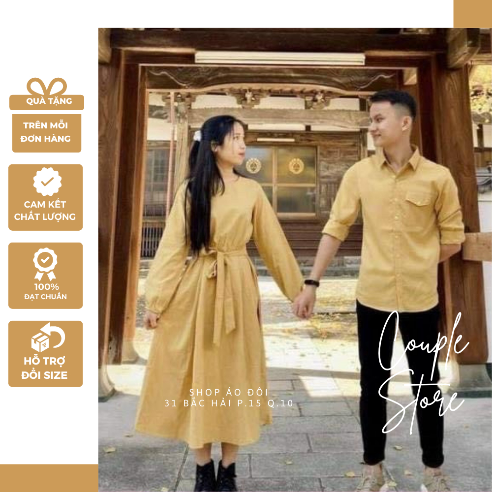 Set đồ đôi nam nữ couple Váy nữ Áo nam - SET ĐỒ ĐÔI CHỤP ẢNH CƯỚI - Đồ cặp Đầm nữ Áo sơmi nam cao cấp couple store