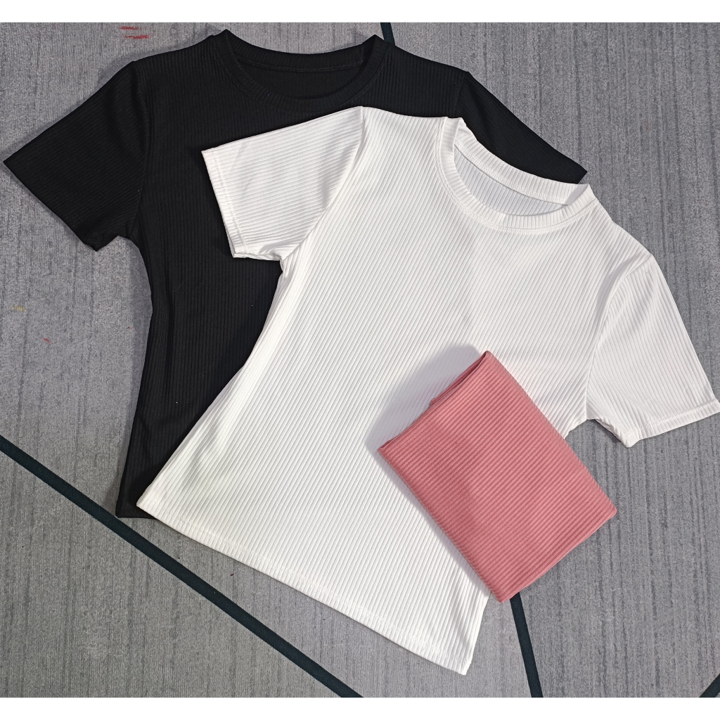 Áo thun gân chất cotton nữ, form đẹp mát mẻ giá rẻ