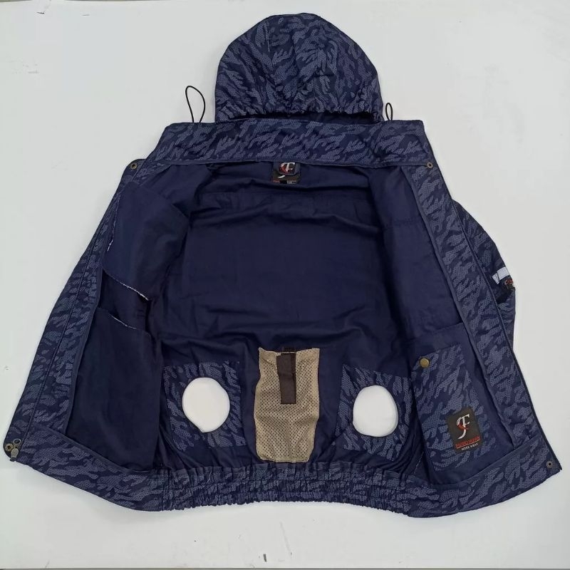 ÁO ĐIỀU HÒA CÓ MŨ MÀU XANH THAN + BỘ QUẠT 12V SIÊU MẠNH