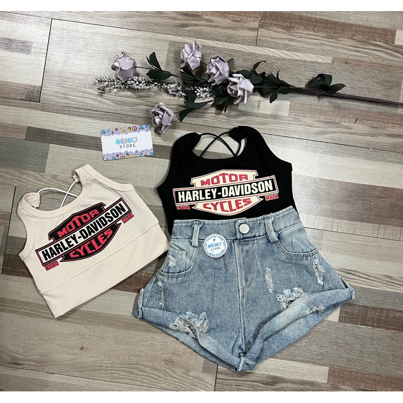 Áo thun croptop thun gân dày dặn mặc thoải mái siêu đáng yêu cho bé gái