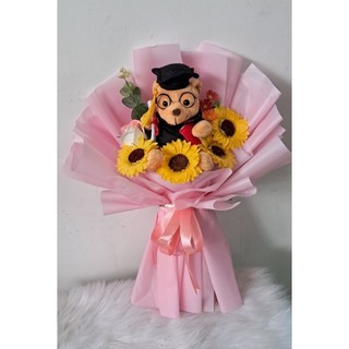 Bó hoa tốt nghiệp kèm gấu tốt nghiệp, bó hoa hướng dương có gấu tốt nghiệp