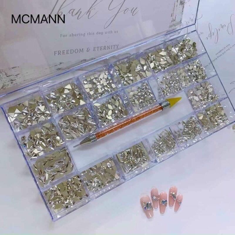 Khay đá khối mix chân bằng và chân nhọn + tặng kèm khay và bút chấm đá đi kèm