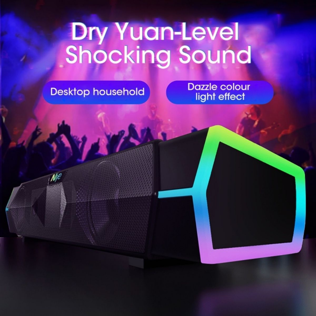 Loa Bluetooth Niye V18 Soundbar âm thanh sống động , có đèn Led, Bass mạnh thiết kế 4D có dây kết nối PC nghe nhạc