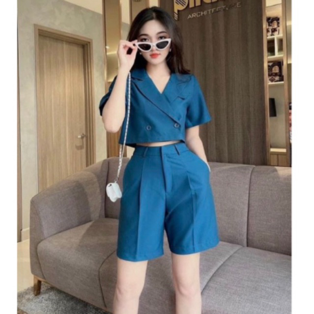 Rập giấy thiết kế, Rập giấy set bộ công sở nữ áo vest croptop tay cộc và quần đùi xinh, Rập giấy cắt sẵn