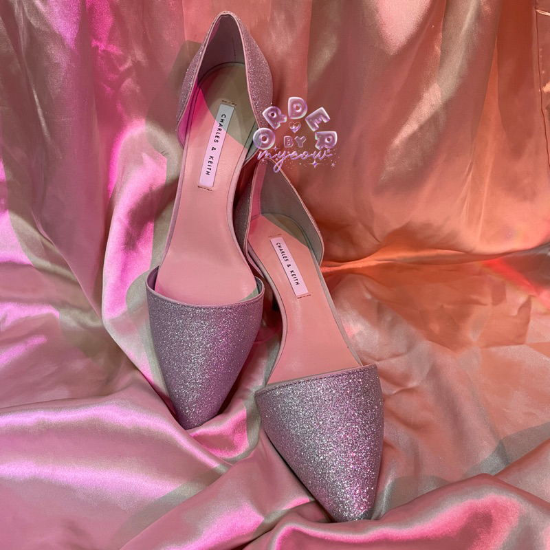 Guốc gót nhọn D'Orsay Glitter Fabric Kitten Heel Pumps
