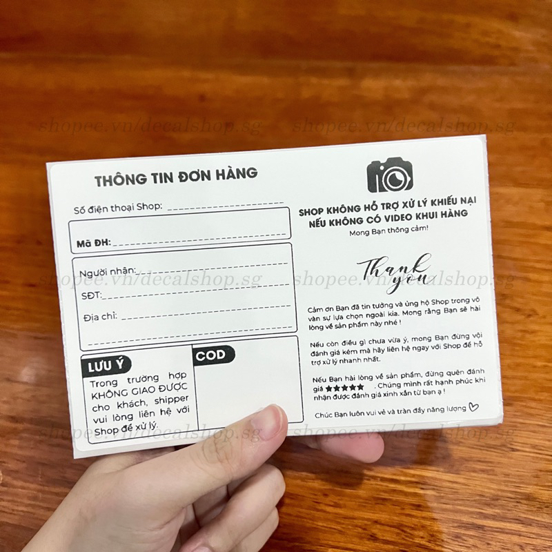 Tem Giao Hàng & Cảm Ơn - Size 15*10cm - Có Keo Sẵn