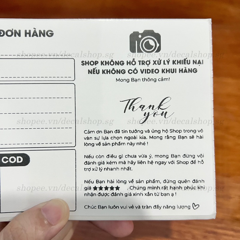 Tem Giao Hàng & Cảm Ơn - Size 15*10cm - Có Keo Sẵn