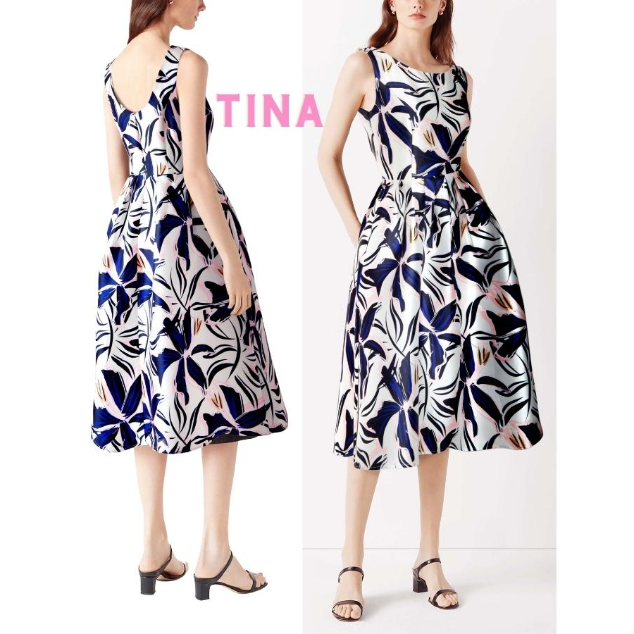 Váy đầm KATOSA hàng hiệu cao cấp, đầm hoạ tiết TAFTA siêu sang, đầm đi tiệc dáng xoè, cổ tim, đầm lụa quý phái
