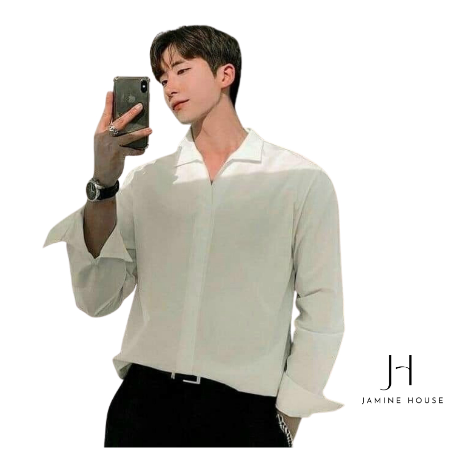 Áo Sơ Mi Dài Tay JAMINE HOUSE Mẫu Trơn Nam Nữ Mặc Được Cá Tính