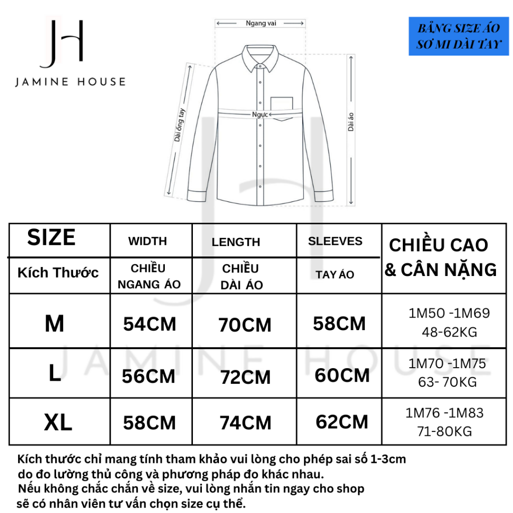 Áo Sơ Mi Dài Tay JAMINE HOUSE Mẫu Trơn Nam Nữ Mặc Được Cá Tính