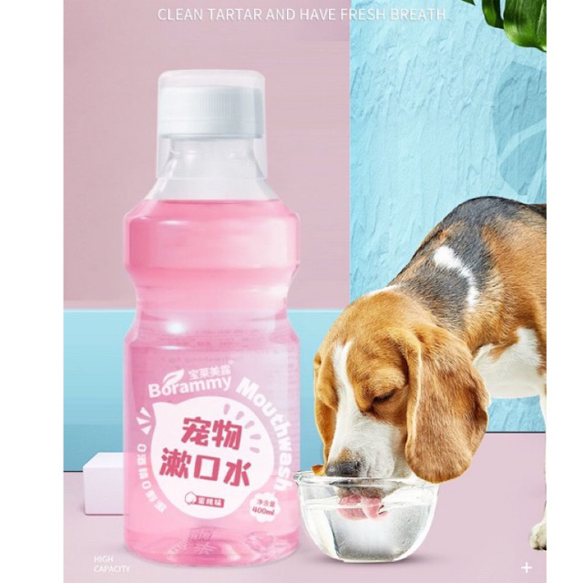 400ml - Nước uống thơm miệng cho chó mèo Borammy hương hoa anh đào 🌸
